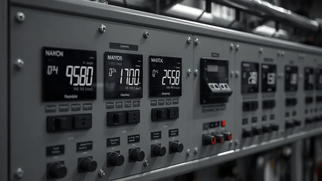 Industrial automation control panel with numerical data scre