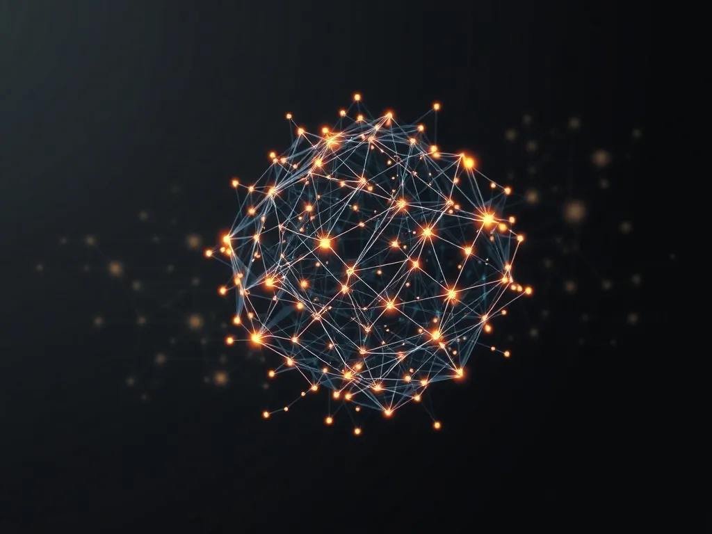 Abstract visualization of neural network layers, glowing nod